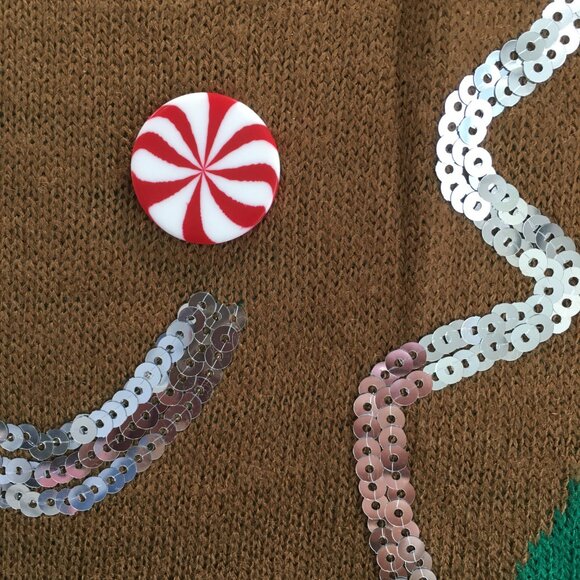 NWT EYESHADOW Gingerbread Woman Cookie Peppermint Mitten Christmas Knit Overalls - Picture 6 of 16